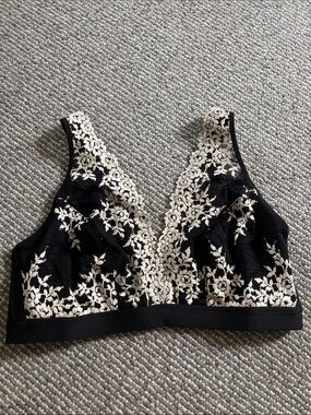 Wacoal 
Black Lace Bralette with Cream Floral Embroidery